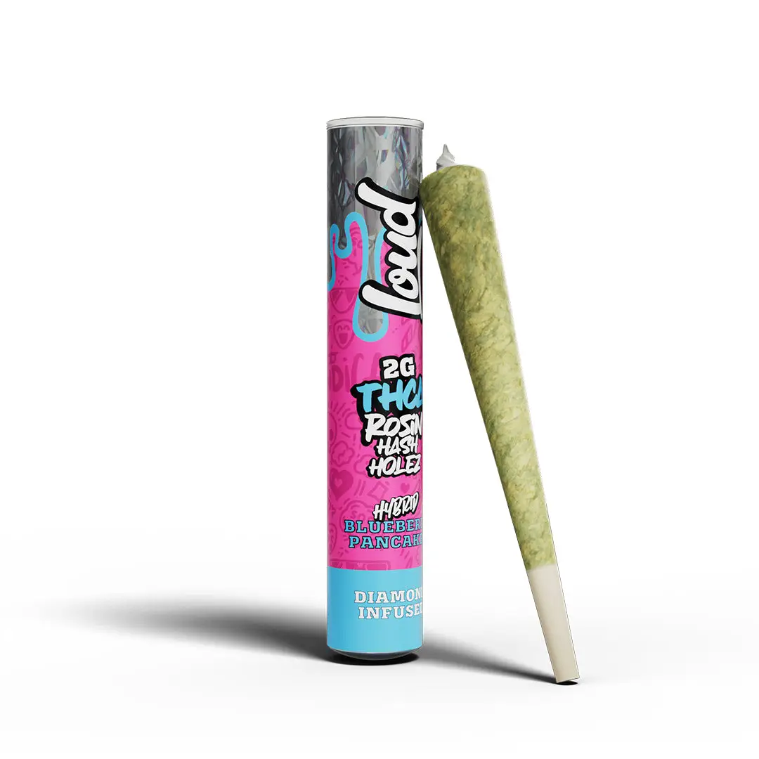 Loud 2g Blueberry Pancake Diamond Infused Rosin Hash Holez Preroll